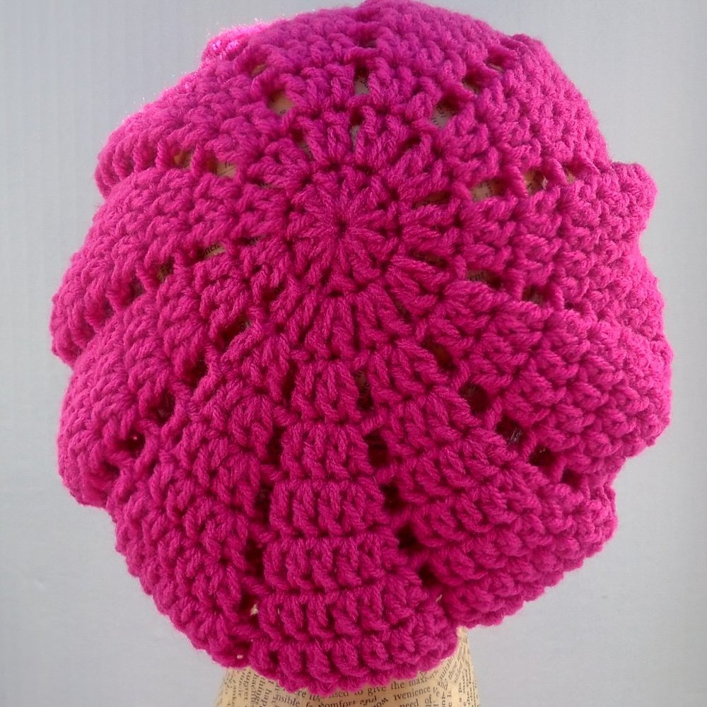 Pink Raspberry Beret - Picture 2 of 4